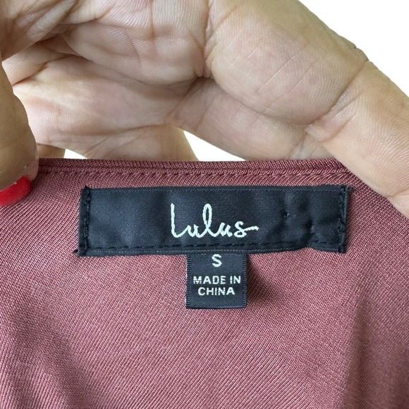 Lulu's Raise a Glass One Shoulder Midi Dress Size S Wedding Cocktail Rusty Rose - Picture 12 of 13